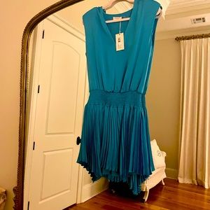 Ramy Brook- Rori Smocked Mini Dress.Size Small. Turquoise Blue. Brand New w/Tags